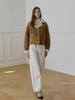 Atcorner Wide Collar Short Shearling Jacket Brown At5Juf049Bw