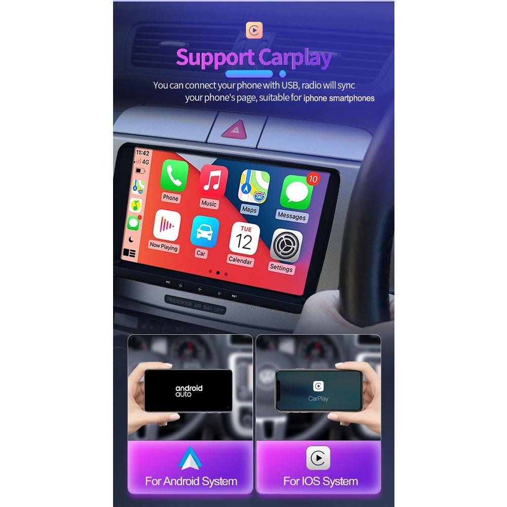 2 + 64 ГБ 9-дюймовый автомобильный мультимедийный плеер Android Carplay для VW/Volkswagen/Golf/Polo/Tiguan/Passat/B7/B6/Seat/Leon/Skoda/Octavia Радио GPS-навигация