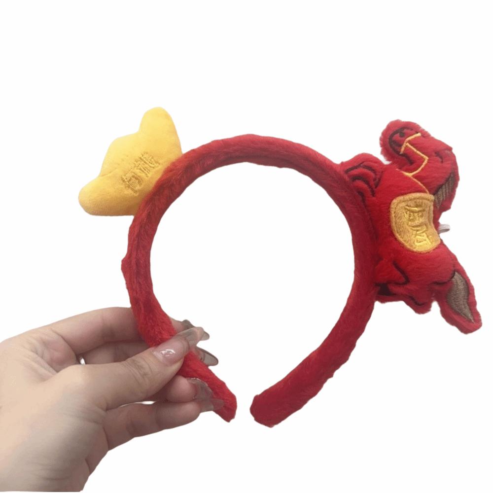 Exquisite Cartoon Horse Hair Hoop Plush New Year Mascot Headband Party Pony Headpiece  Celebration