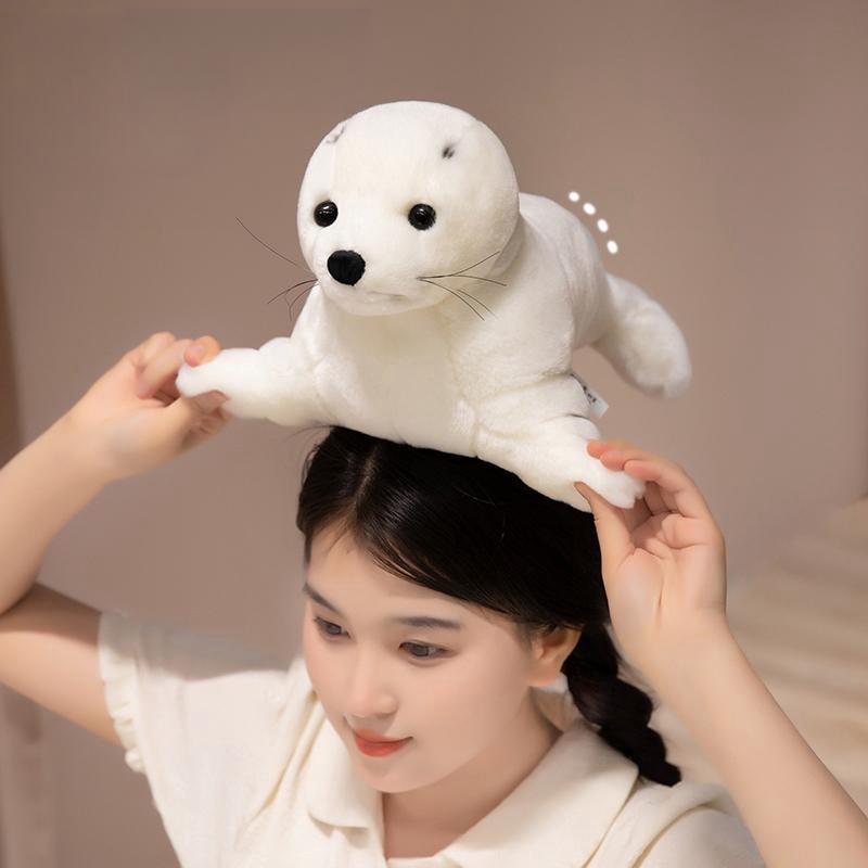 35cm/45cm Super Cute Anime White Sea Lion Plush Toys Soft Stuffed Comfy Huggable Sea Lion Doll Nice Gift To Family for Birthday