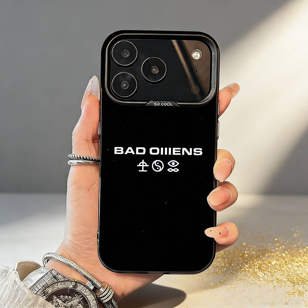 Чехол для телефона B-Bad O-Omens Band для iPhone17,16,15,14,13,12,11,Pro,MAX Серый Матовый Силиконовый Черный Чехол