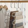 Многофункциональная вешалка для брюк из нержавеющей стали 5 слоев Хранение брюк Вешалка для одежды S-образная Нескользящая Сушилка Органайзер для ванной