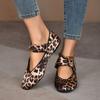 New Spring Ballet Flats Leopard Women Mary Janes Shoes Trendy Buckled Leisure Comfy Flats Women Shoes Big Size 42