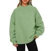 Ladies' Fashionable Loose High Neck Long Sleeved Solid Color Hoodie Top Pullover