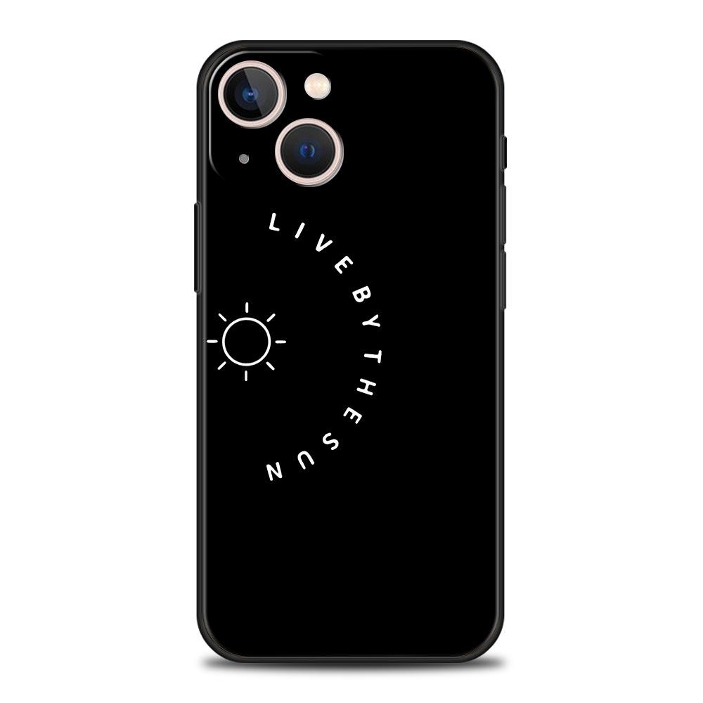 Couple Black and White Love Sun Moon Luxury Phone Case For iPhone 13 15 14 12 11 Pro MAX XR X SE XS 7 8 Plus Silicone Cover