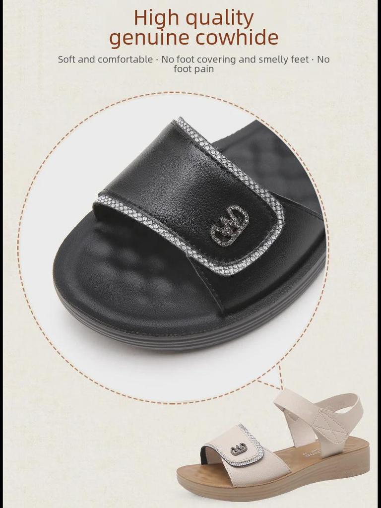 Летние нескользящие сандалии с мягкой подошвой 2025 года для женщин среднего возраста и пожилых людей