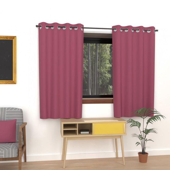 Rideau uni à oeillets infroissable 135X180 cm ALIX framboise, par Soleil d'ocre