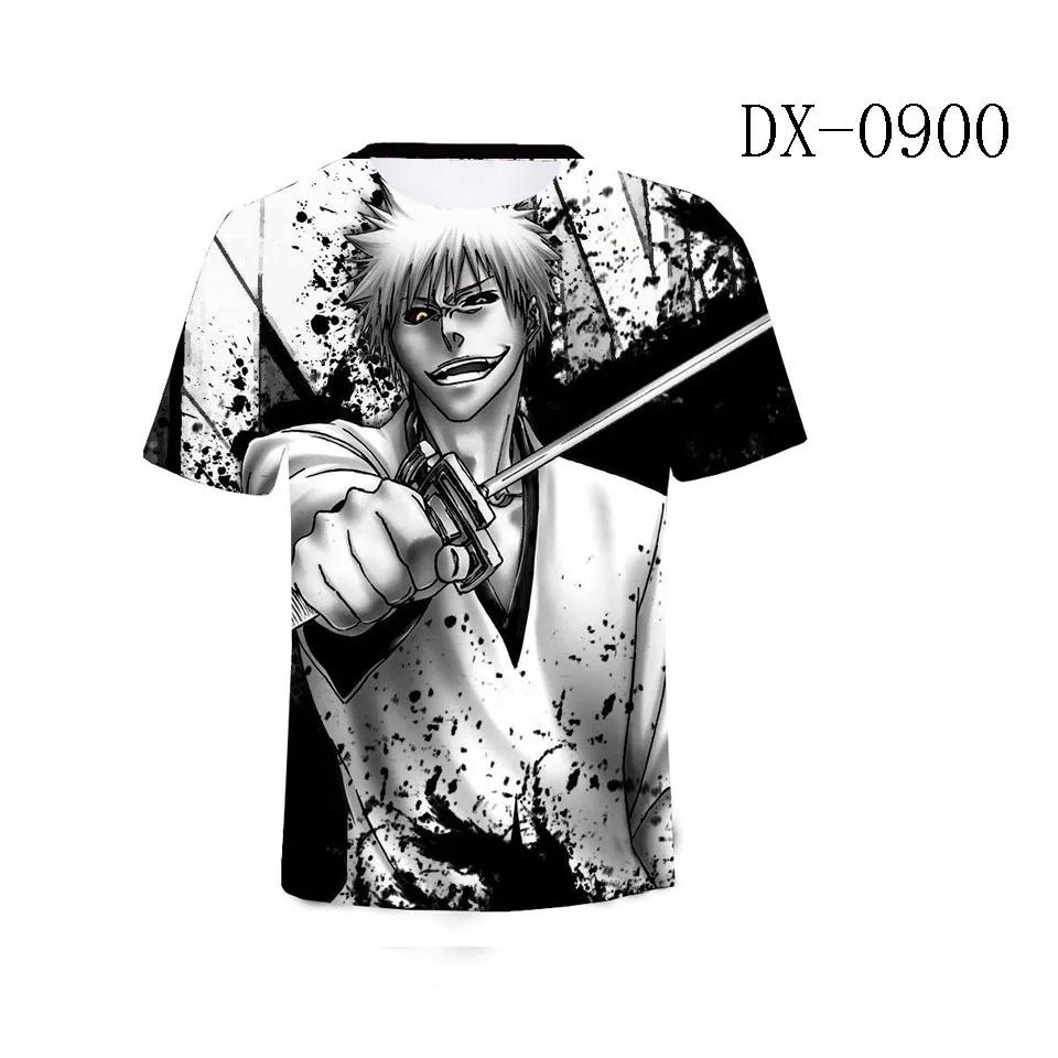 Летняя футболка с круглым вырезом и 3D-принтом аниме Bleach, модная повседневная футболка с коротким рукавом для детей и мальчиков