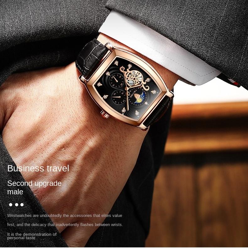 TEVISE Watch Barrel Watch Tourbillon Star Механический мужской ремень