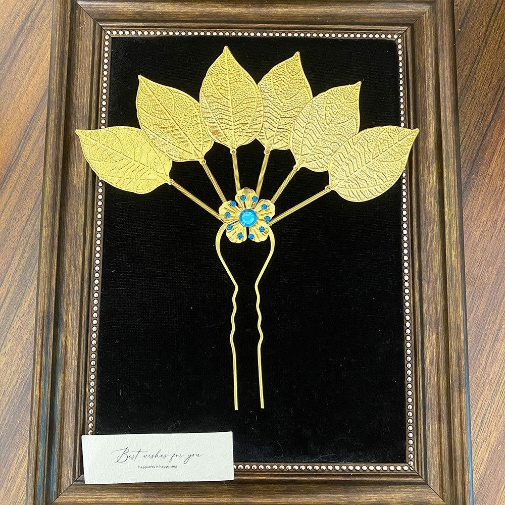 Flower Thai Hair Sticks Rhinestone Gold Hair Fork Antique Ethnic Style Hair Accessories  Hanfu