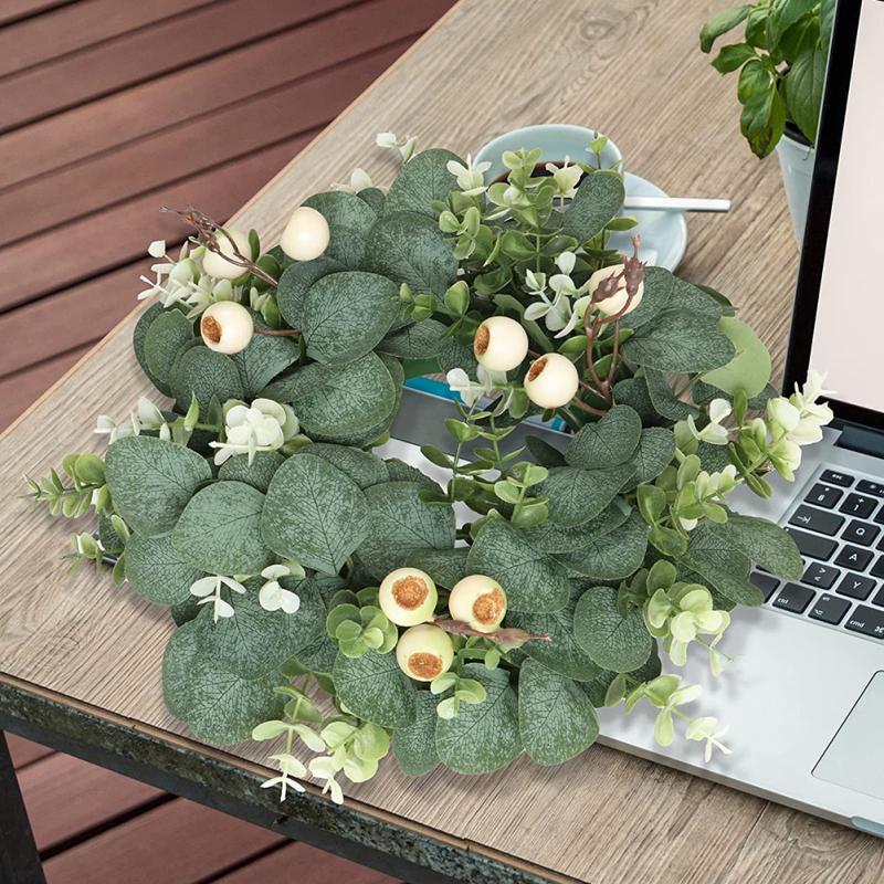 Искусственные листья эвкалипта, венок, имитация гирлянды с ягодами для свадебной вечеринки, входная дверь