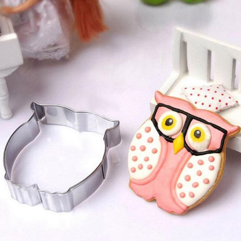 1pc  3D Owl Shape Biscuit Mold Cutter Gingerbread Cartoon Stainless Steel Cookie Moulds Bakeware Fondant Cake Decorating Tools