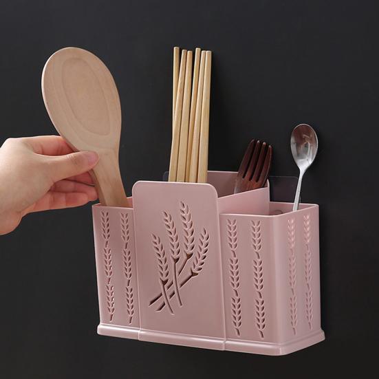 44960 Grids Chopsticks Cage Kitchen Desktop Hollow Drain Spoon Storage Holder Rack