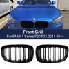 Высококачественная автомобильная решетка переднего бампера для BMW 1 серии F20 F21 2011 2012 2013 2014, сменные черные решетки с двойной планкой
