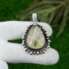Natural Golden Rutile Gemstone Pendant 925 Sterling Silver Jewelry For Girls