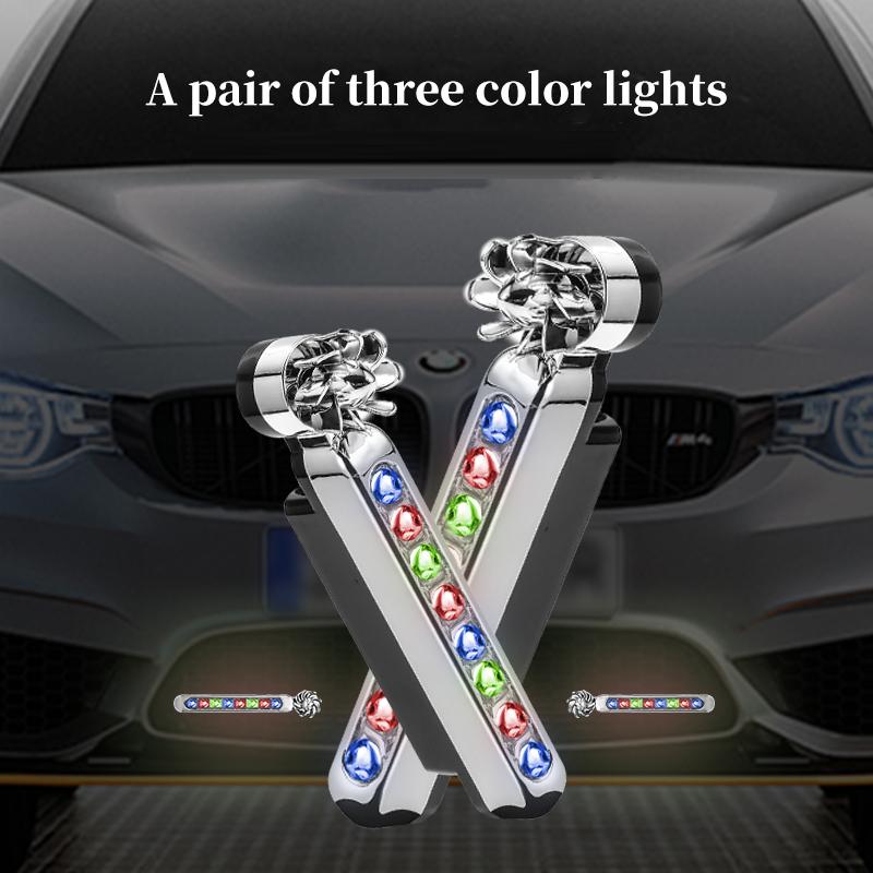 Wind powered daytime running lights, car grille warning flashing lights, car mounted LED wiring free decorative lights
