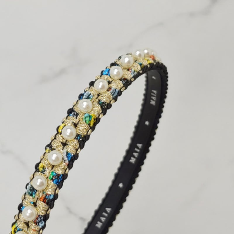 Ободок для волос с жемчужными бусинами MAIA - Золото