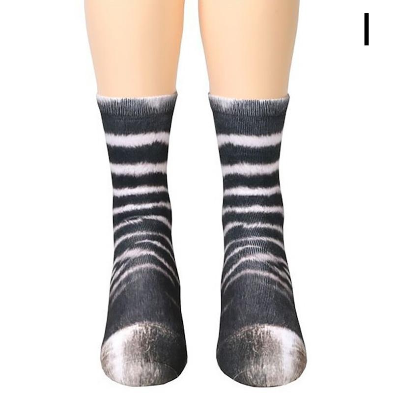 Носки унисекс для взрослых и детей с 3D принтом животных, копыта, лапы, носки, новинка, носки для экипажа, чулки средней длины