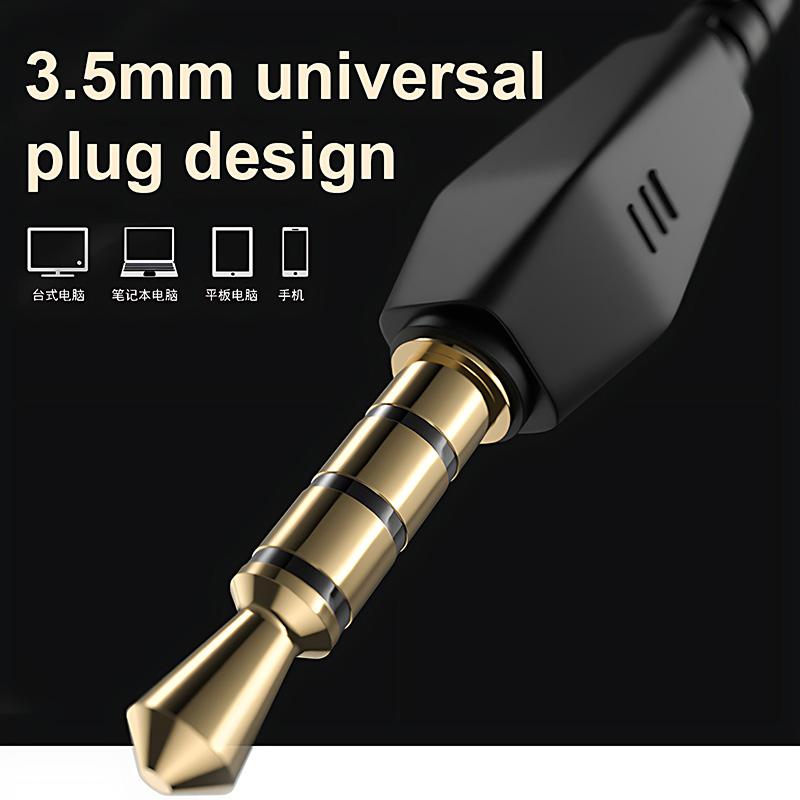 HIFI Heavy Bass Wired Earphone 3.5mm AUX In Ear Gaming Headset Dynamic Music Headphones Stereo Noise Cancelling Earbuds With Mic