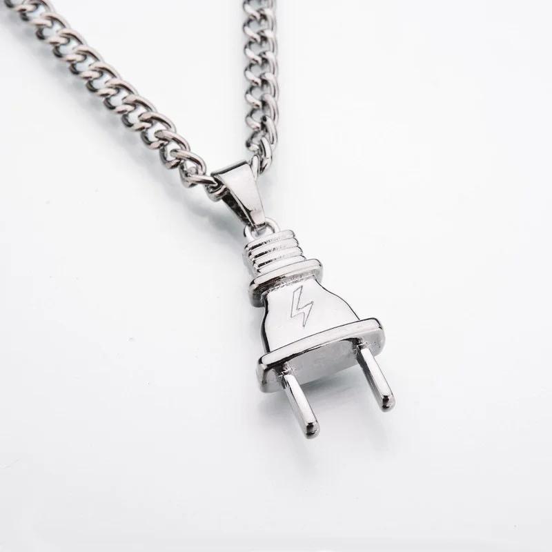 Summer Fashion Trendy Gold Silver Color Alloy Punk Popular Simulated Plug Pendant Necklace Jewelry Accessories Birthday Gift