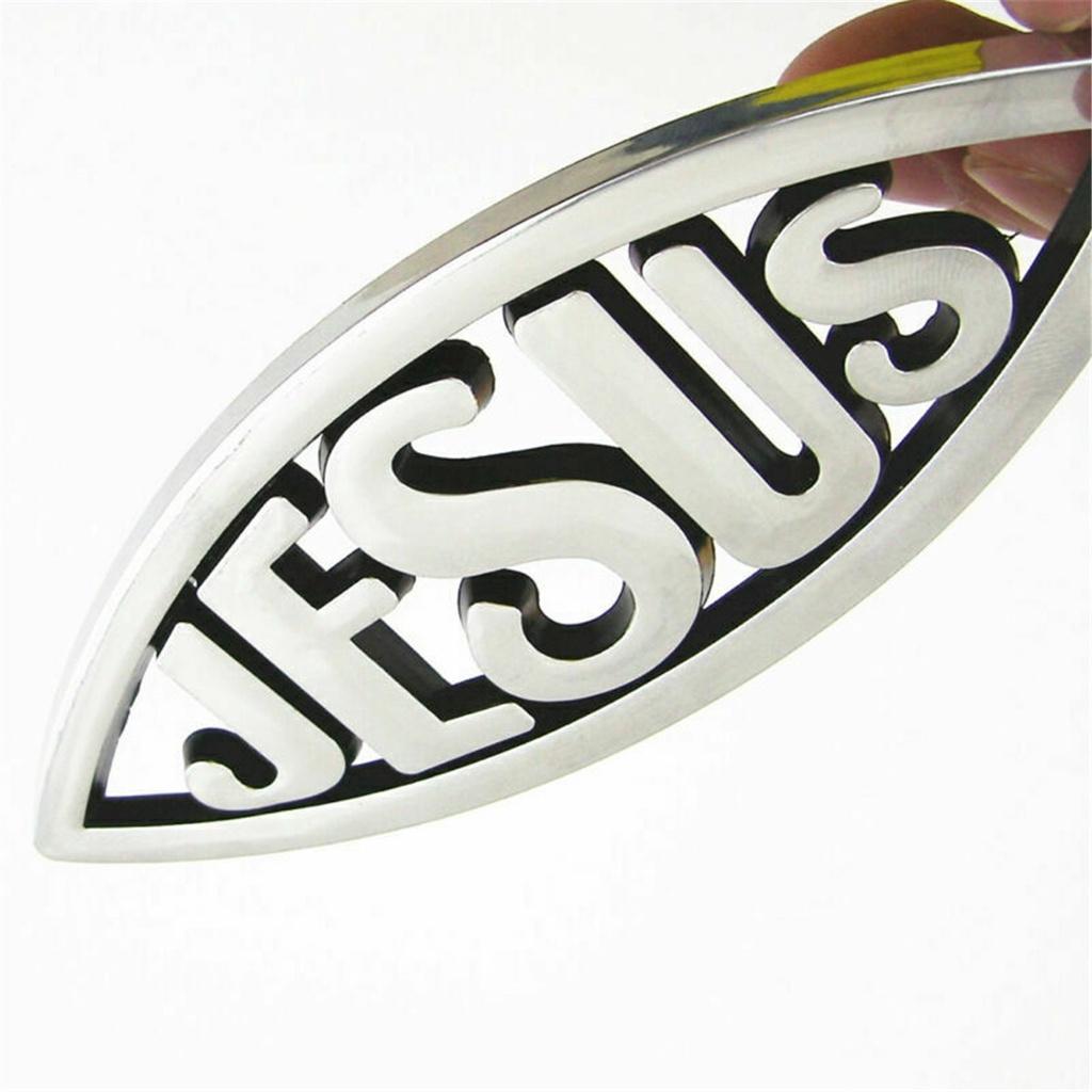 3D Car Sticker Silver Jesus Fish Emblems Christian Symbol