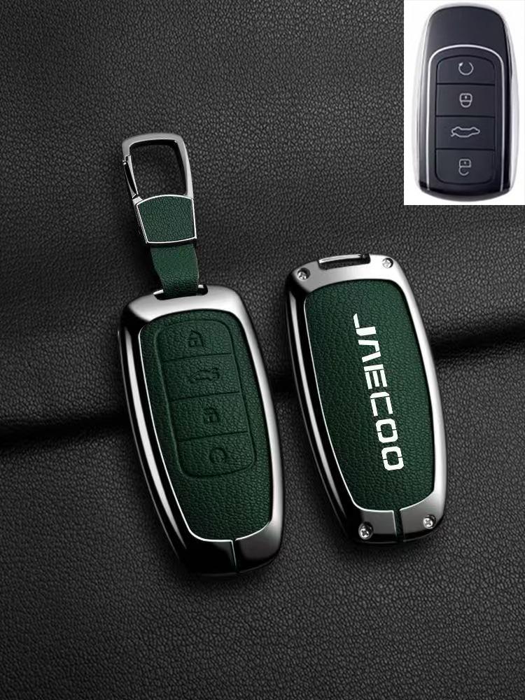 Car Remote Key Case Cover For Omoda JAECOO J7 J6 J7 J8 Phev 2025 2024 2023 Ruigu 9 Zinc Alloy Leather Auto Keychain Accessories