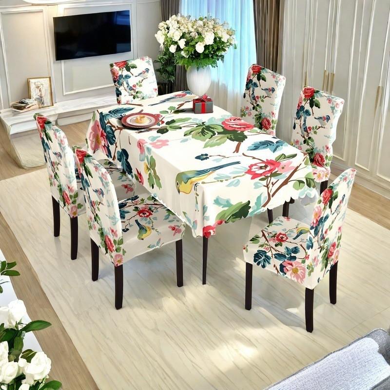 Tablecloth Chair Cover Set All Season Use Waterproof Anti-slip Dining Table Protector