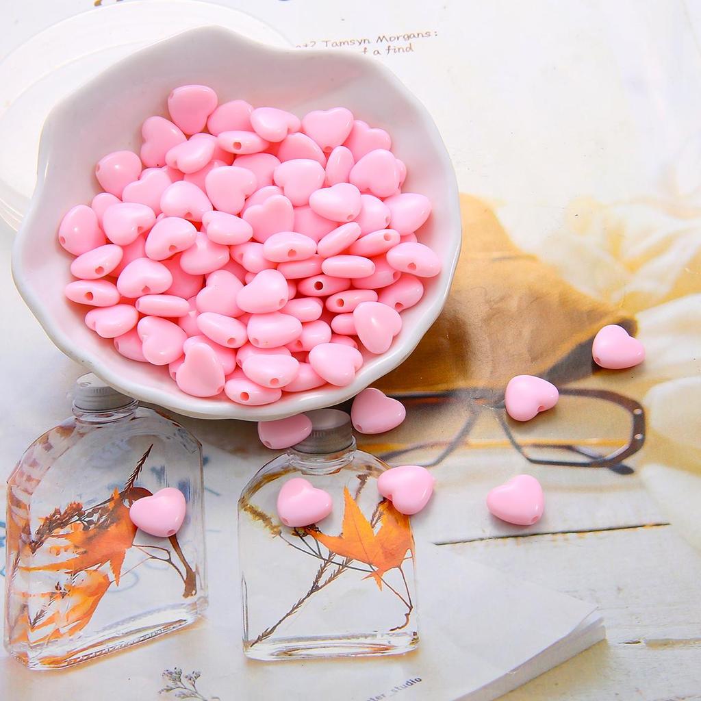 Colourful Heart Shape Acrylic Loose Spacer Beads for Jewelry Making DIY Accessories