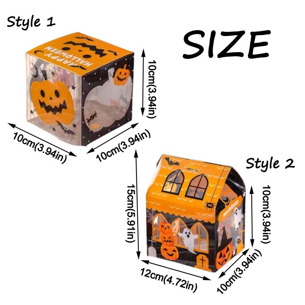 10Pcs Trick or Treat Snack Packaging Box Cartoon Ghost House Cookie Box Halloween Decoration