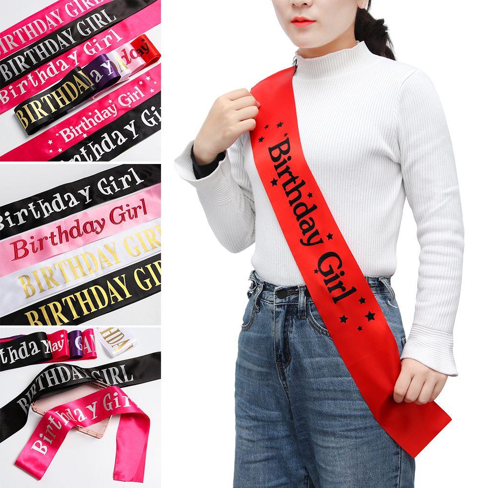 Fashion Party Decoration Happy Birthday Shoulder Girdle Ribbons Birthday Girl Satin Sash