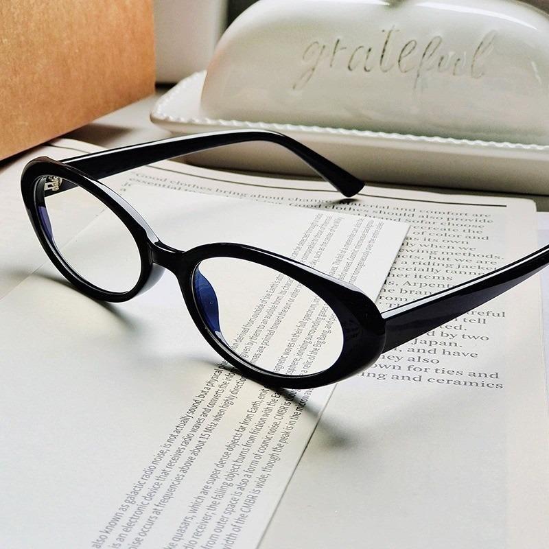 Женские очки в минималистичном стиле, овальные, с прозрачными линзами, с полной оправой из ПК, без диоптрий, декоративные очки для офиса и повседневной носки