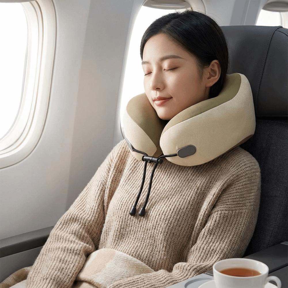 Lightweight Design Slow Rebound Foam Neck Pillow Travel Cushion With Massage Airplane Travel