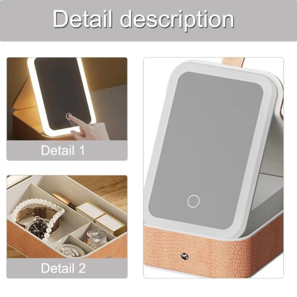 Multi-functional Cosmetics and Jewelry Box Three-color Light LED Makeup Mirror Studio