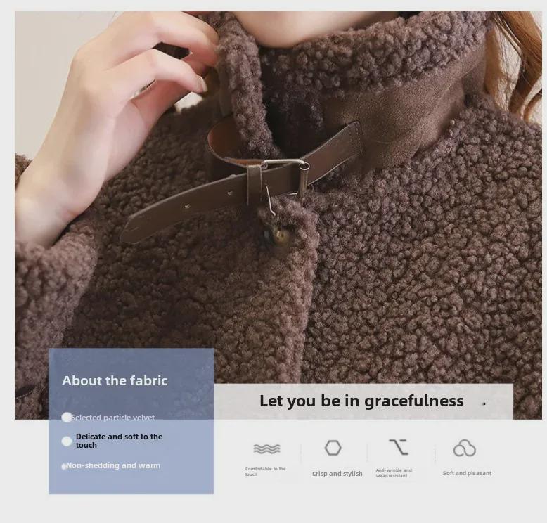 Women's Winter Oversized Lambskin Lapel Cardigan - Korean Style Thickened Sweater