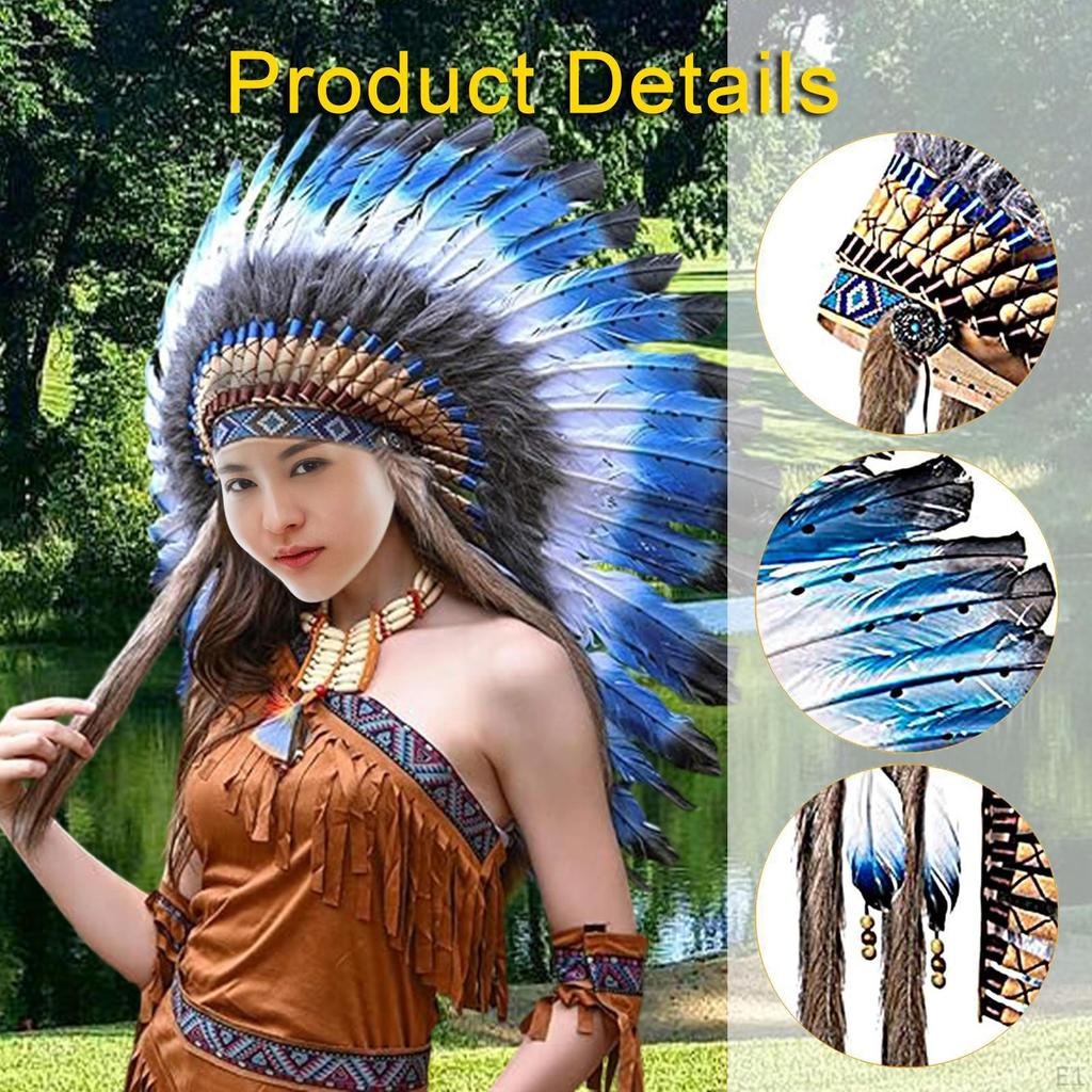 Indian Feather Headdress Hair Band Headband for Festival Dress Up Show