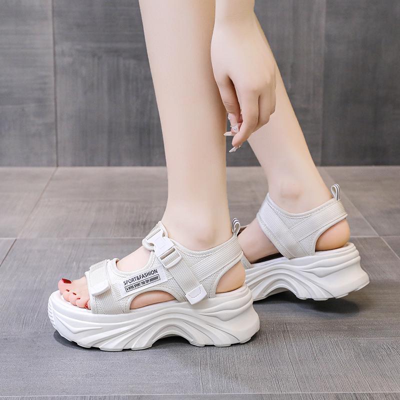 Fashion Sports Sandals for Women 2025 Summer New Wedge Platform Shoes for Outerwear Versatile Thick-soled Beach Shoes for Women