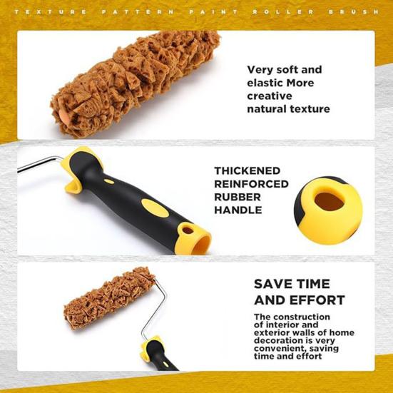 3Pcs Handheld Paint Roller Kit Ergonomic Handle Washable Reusable Multipurpose Paint Rollers Texture Pattern Roller Brush Tools