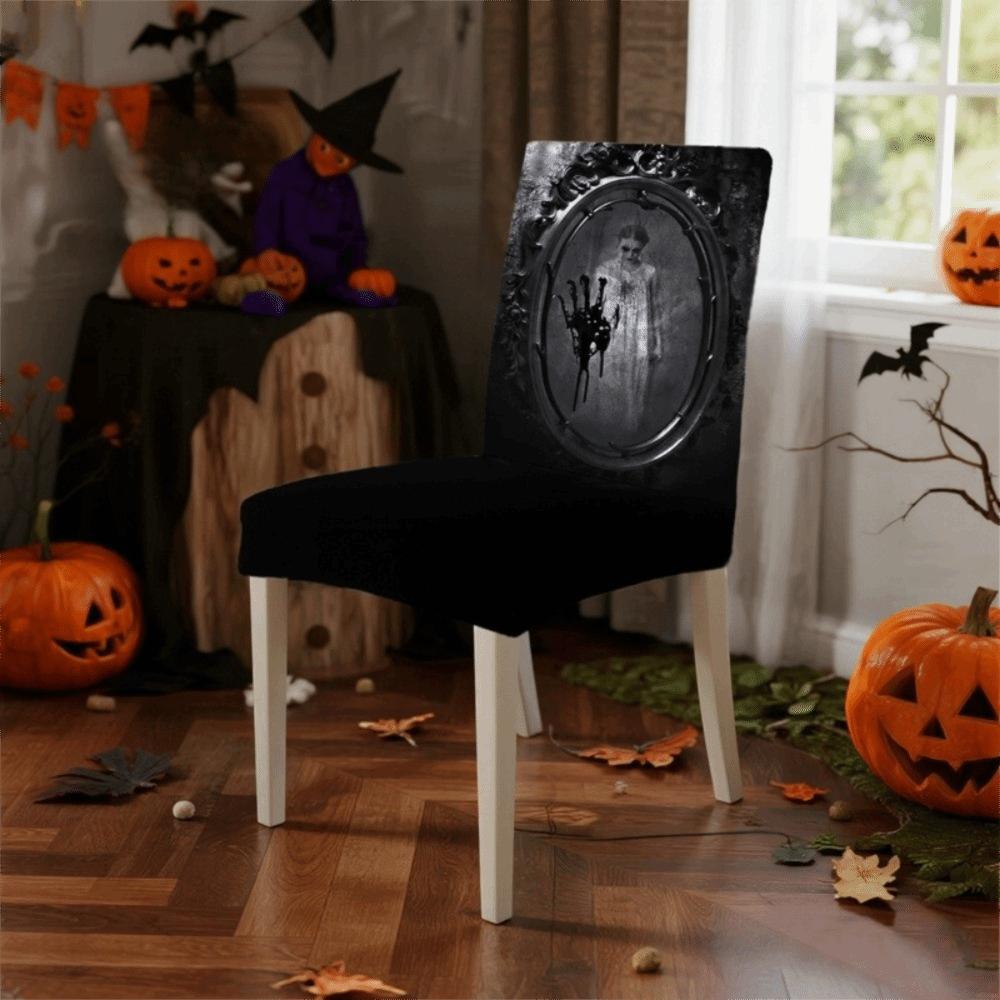 Dust-proof Scary Dining Chair Slipcovers Vintage Spooky Ghost Chair Protector Halloween Party
