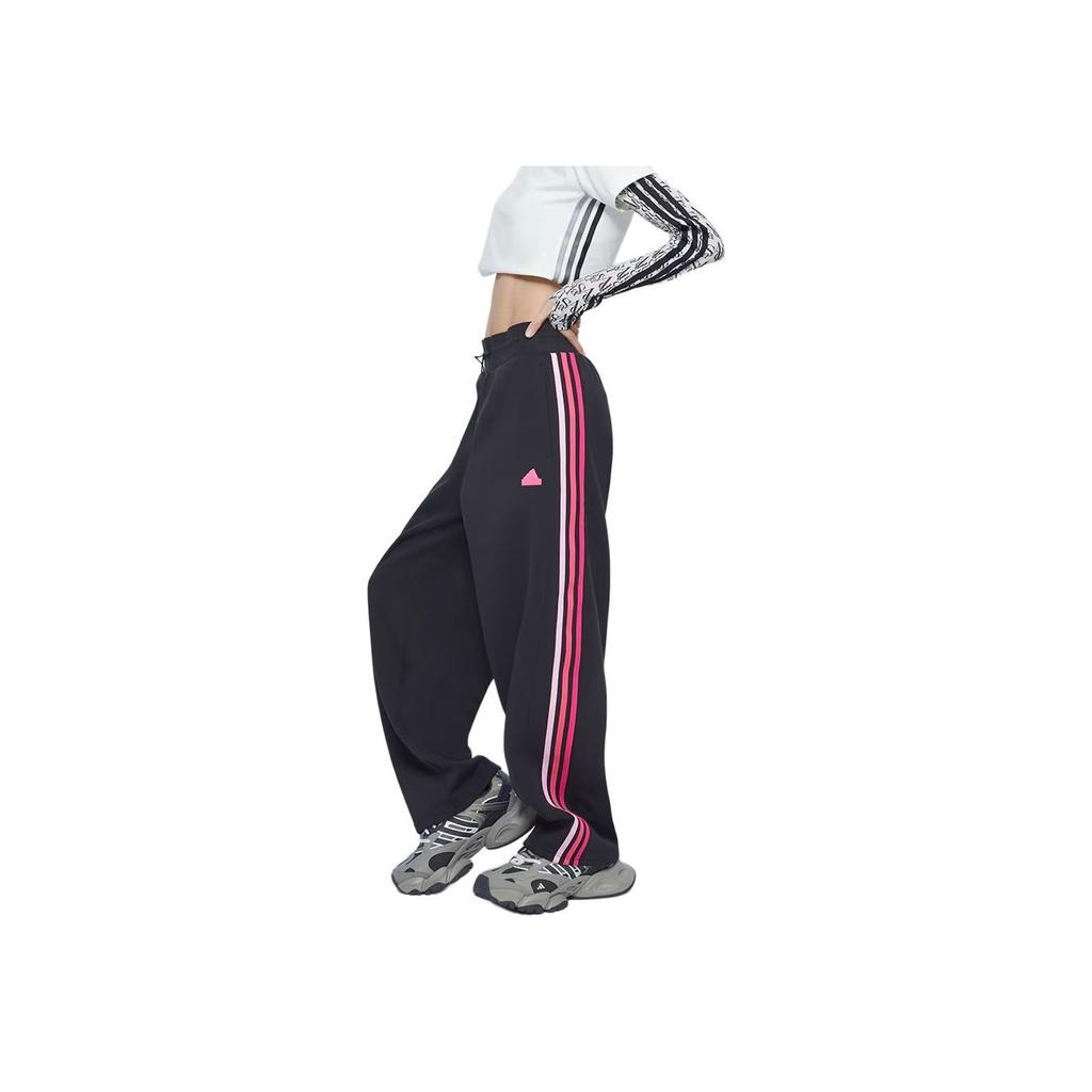 Adidas Dance Retro Sport Side Stripe Loose Casual Comfortable Knit Pants Women Pants Black JJ3565
