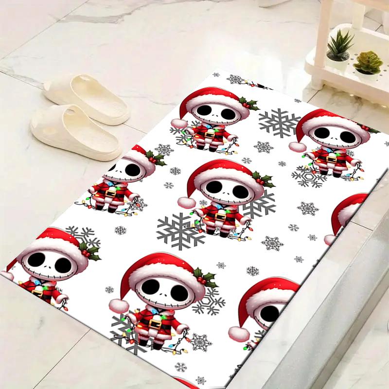 1Pc Christmas Skeletons Snowflakes Rug Office Carpet Indoor Outdoor Doormat Nonslip Soft Living Room Christmas Halloween Gift D922546