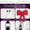 Halloween 23inch Ghost Porch Goose Costume With Bowknot LED Lantern, Scary Halloween Ghost Costume For Lawn Goose Statue Yard Decoration