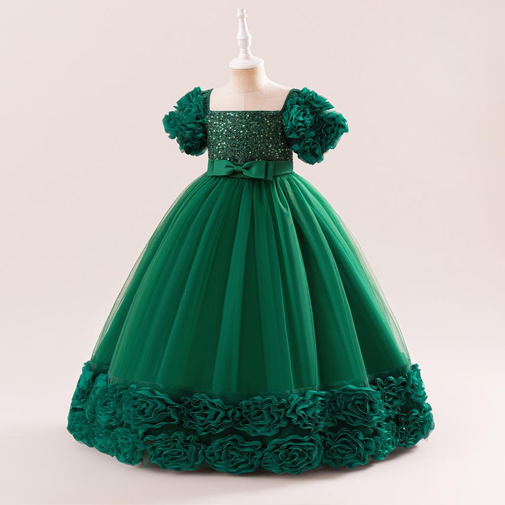 4-14 лет Рождественское платье принцессы для девочек-цветочниц для свадеб Летнее детское торжественное длинное платье с бантом для школьных вечеринок Детская новогодняя одежда