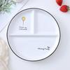 Ceramic 8 Inch One-person Food Household Breakfast Tableware Children Weight Loss Quantitative Three-divided Dinner Plate