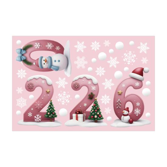 2026 Christmas Window Clings Snowflake Ice DIY Double-Sided Stickers Cute Snowmen Trees Electrostatic Adhesion Home Office Decor