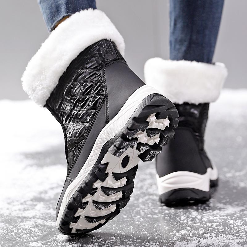 Теплые хлопковые ботинки Женские ботинки с высоким голенищем Нескользящие зимние плюшевые ботинки для улицы для ходьбы Походные кроссовки