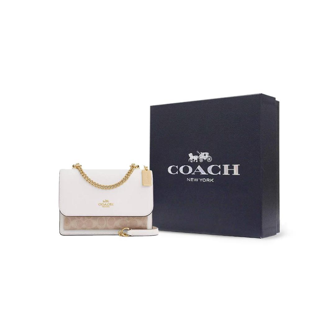 Coach Маленькие женские сумки через плечо из гладкой кожи и покрытого холста, цвет Меловой CV978-IMXDM