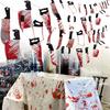 Кровавый отпечаток руки на Хэллоуин Скатерть для вечеринки и Гирлянда-баннер «Ужасы» для Хэллоуинской тематики Карнавальные жуткие реквизиты Товары