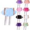 Girls Tutu Skirt Four Layer Mesh Design Elastic Waistband Solid Color Dance Practice Skirt