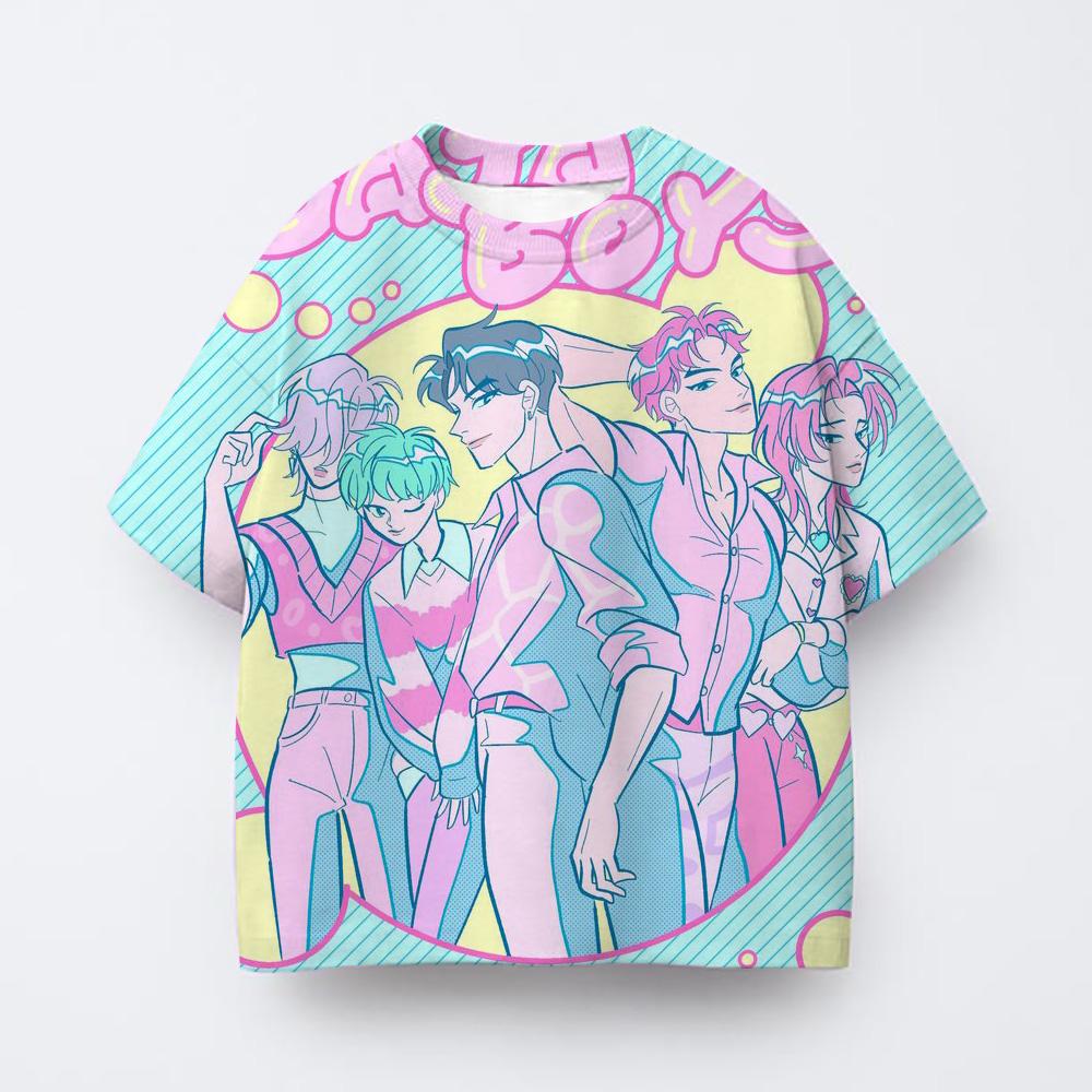 Kpop Witch Hunting GroupCute Cartoon Animal Printed Girls T Shirt Summer Birthday Party Kids Boys Short Sleeve T-shirts Children