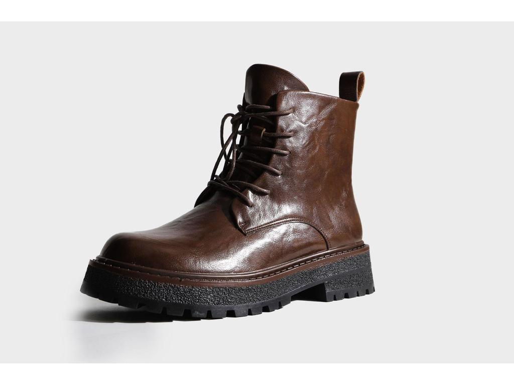 Женские короткие ботинки Martin Grape Mom из высококачественной мытой кожи с круглым носком, толстой подошвой и шнуровкой в британском стиле